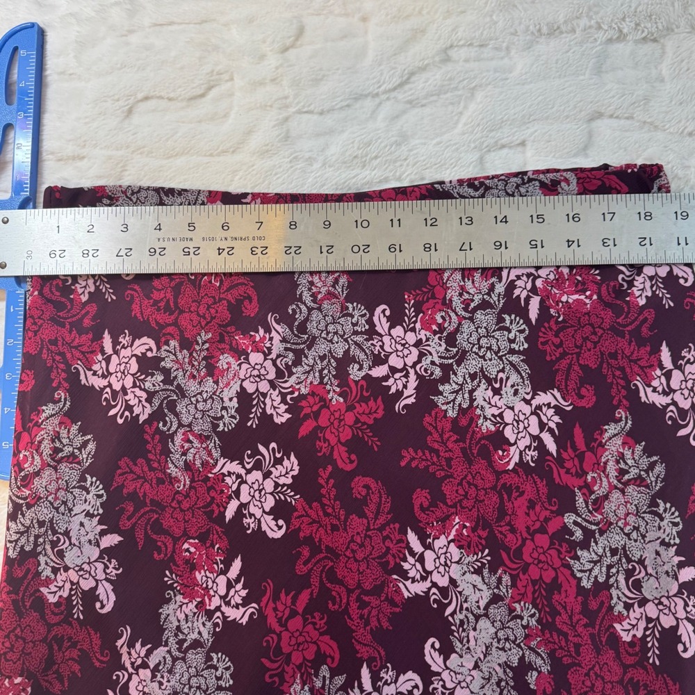 White Stag Bordeaux Wallpaper Floral Georgette Double Layer Skirt L Y2K fairy - Picture 7 of 8